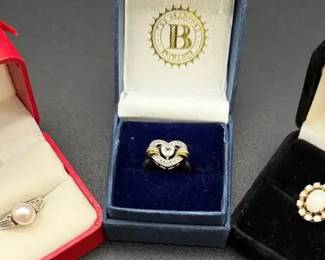 14K 18K Gold Ring Collection Quality Sterling, Gold Vintage Opal Cluster Ring