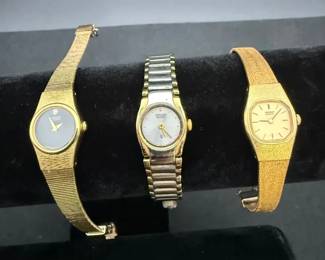 3 Womens Gold Tone Watches 1 Citizen 2 Seiko
