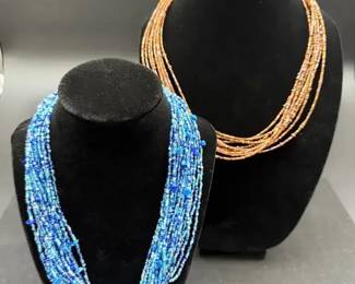 2 Beaded Necklaces Coldwater Creek and Orange Copper Necklace