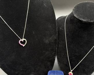10 kt White Gold Pink Topaz Ring, Sterling Silver Necklaces and more