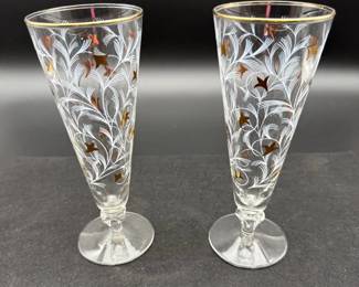 Set Of 8 Vintage Libbey Royal Fern Pilsner Glasses