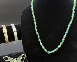 Silvertone Enamel Butterfly Pin, Monet Magnetic 1 silver 1 gold tone, Stauer La Perla Di Murano