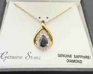 18kt Sapphire Diamond Pendent Necklace