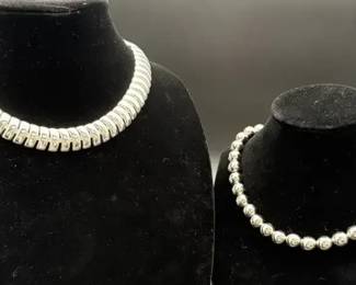 Classic Vintage Silver tone Napier Necklace Silver Bead Necklace