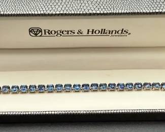 Sterling Silver Blue Topaz Tennis Bracelet