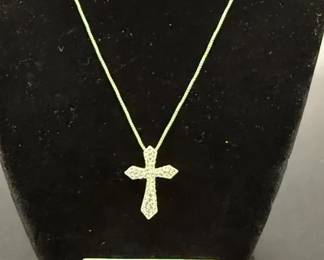 Sterling Silver Cross Necklace and Sterling Silver and Diamond Pink Topaz Ring