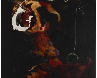 1132
Babak Emanuel
(b. 1966)
"Spilling Open II (Tree of Life)"
Acrylic, ink, and paraffin on canvas
Signed and titled in pencil, verso: Babak Emanuel
75" H x 52" W
Estimate: $3,000 - $5,000
