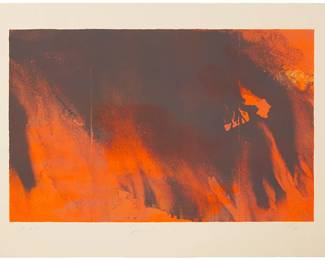 1139
Joe Goode
(b. 1937)
Untitled, 1983
Lithograph in colors on wove paper, watermark Arches
A bon à tirer impression, aside from the edition of 40
Signed, dated, and inscribed in pencil in the lower margin: Joe Goode 1983 / B.A.T; Cirrus Editions, Los Angeles, CA, pub., with their blindstamp in the lower left margin corner; with the Cirrus Editions copyright ink stamp and pencil work number, 339c-JG83, at the lower right and left margin corners, respectively, and both verso
Image: 22" H x 35" W; Sheet: 29" H x 41.125" W
Estimate: $1,000 - $1,500