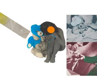 1023
John Baldessari
(1931-2020)
"Object (with Flaw)," 1988
Lithograph in colors in four parts, on three sheets of wove paper and one sheet of shaped Plexiglas
A bon à tirer impression, aside from the edition of 35 plus 15 artist's proofs
One sheet (the image of the couple) is signed and inscribed in pencil along the lower sheet edge: Baldessari / BAT; Cirrus Editions and Multiples Inc., Los Angeles, CA, and New York, NY, pubs., with the Cirrus Editions blindstamp in the lower left corner of two sheets; with both the publisher's ink stamp and the Cirrus Editions work number, 417c-JB88, in pencil on the verso of the lower left sheet corner of two sheets, as well as on the verso of the shaped Plexiglas
Overall: 52" H x 109" W (approx)
Estimate: $4,000 - $6,000