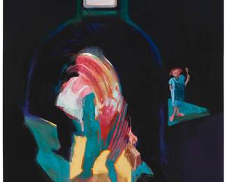 1145
Davis Birks
(b. 1957)
"Home for Dinner and a Night of TV," 1987
Acrylic on canvas
Signed along the center of the lower edge: Davis Birks; signed again (twice), titled, and dated "May 1987," all verso
68" H x 50" W
Estimate: $1,500 - $2,000