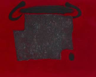 1039
Antoni Tàpies
(1923-2012)
"Cinta Negra"
Carborundum engraving in colors on Guarro paper
An hors commerce impression aside from the edition of 82
Signed and inscribed: "H.C." in pencil in the lower margin: Tàpies; Ediciones Polígrafa, Barcelona, Spain, pub.
Plate: 13.5" H x 20.5" W; Sheet: 22" H x 28.75" W
Estimate: $1,000 - $1,500