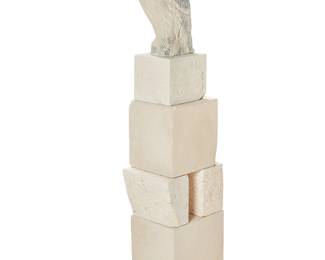 1100
Jane Rosen
(1950-2025)
"White Bird with Space," 2008
Carved white limestone
Each piece initialed, titled, and dated: JR
Overall: 56.25" H x 10" W x 14" D; Bird: 16.75" H x 6" W x 11" D
Estimate: $3,000 - $5,000