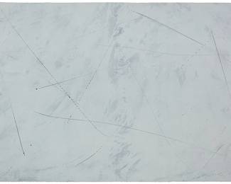 1124
Joe Goode
(b. 1937)
Untitled, 1978
Lithograph in grey and silver ink with razor blade impression by artist on black wove paper
A bon à tirer impression, aside from the edition of 30
Signed, dated, and inscribed in pencil along the lower edge: Joe Goode 1978 / B.A.T; Cirrus Editions, Los Angeles, CA, pub., with their blindstamp in the lower left sheet corner; with the Cirrus Editions work number, 245c-JG78, in pencil, verso
Image/Sheet: 28" H x 40" W
Estimate: $2,000 - $3,000