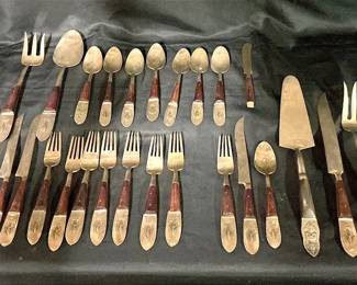 Vintage Siam Bronze Serving Set Flatware