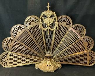 007 Vintage Peacock Fireplace Screen