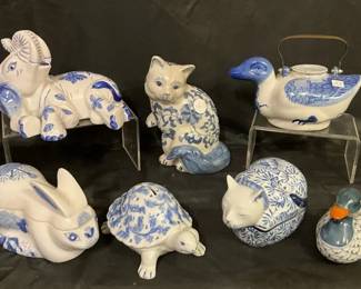 Blue White Ceramic Animal Collection 