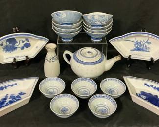 Blue Tea And Soup Set