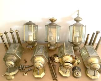 Seven Vintage Brass Lanterns