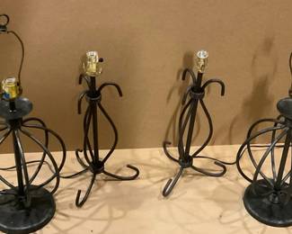 Four Black Metal Base Lamps