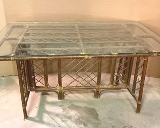 Bamboo Glass Top Table