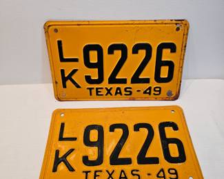 Pair Of 1949 Texas License Plates