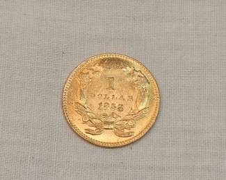 1858 One Dollar Gold Coin