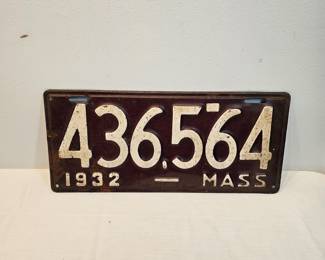 1932 Massachusetts License Plate