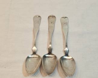 3 Coin Silver Spoons With B Monogram