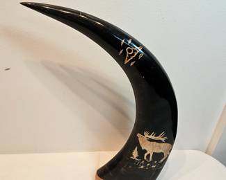 Carved Water Buffalo Horn 