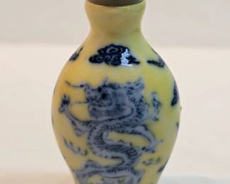 Chinese Snuff Bottle Yellow And Blue