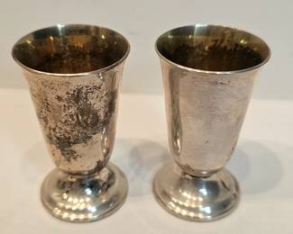 2 Small Sterling Shot Glasses