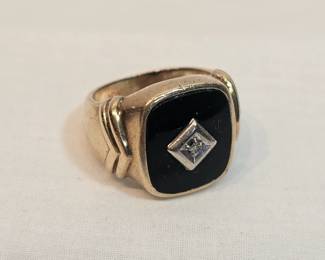 10k Gold With Onyx Mens Ring