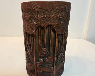 Handcarved Bamboo Brush Pot