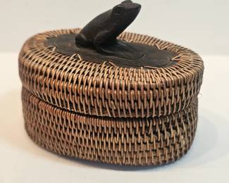 Native American Made Baleen Basket With Frog