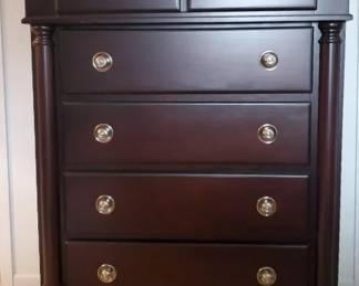 High Boy Dresser In Dark Wood Finish
