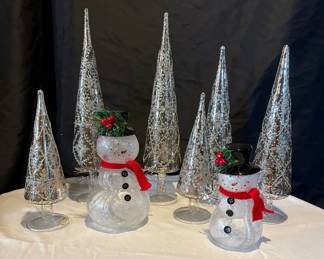 Glass Blown Trees And Snowman 