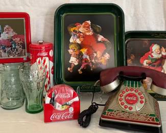 Vintage CocaCola Items Icluding Stained Glass Look Phone 