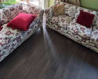 Vintage Rolled Arm Loveseat And Sofa