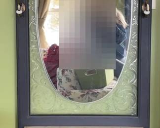 Vintage Hall Tree With Etched Glass