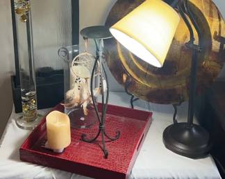 Desk Lamp And Assorted Decor