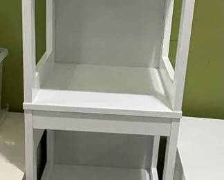 Thin And Tall Shelf With Storage Containers 