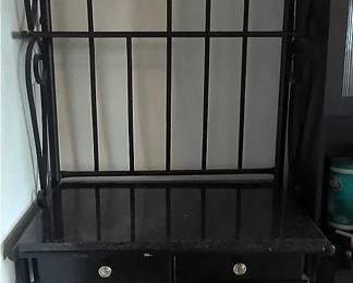Black Bakers Rack With Drawers