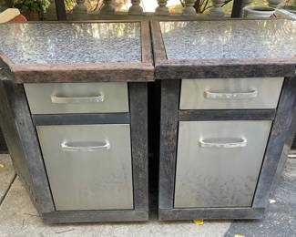 Two Metal Granite Patio Countertops Cabinets  Contents