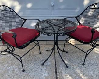 Wrought Iron Patio Table 2 Chairs 