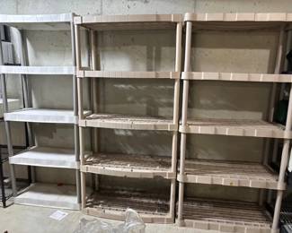 3 Plastic Shelving Units 1 Rubbermaid 