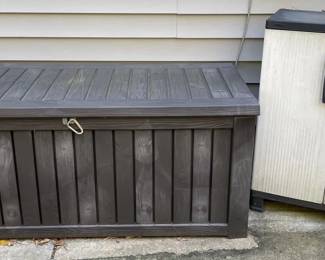 Brown Keter Deck Box White Deck Storage Cabinet