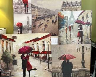 Assorted Prints On Canvas Red UmbrellaRuane Manning, Camille Pissarro. 