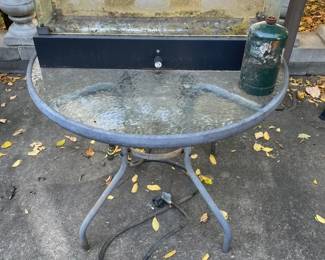 GlassTop Round Patio Table  Gas Propane Tabletop Firepit