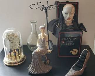 Hermle Clock,Phantom Of The Opera Jack In Box, Flapper Necklace Holder More