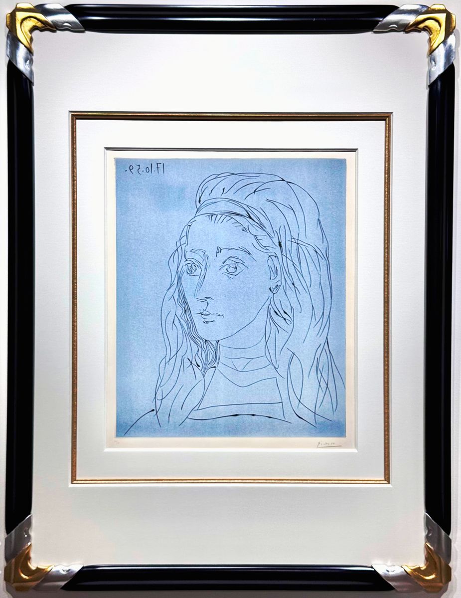 Lot 1130 Original Pablo Picasso Linocut  Portrait de Jacqueline